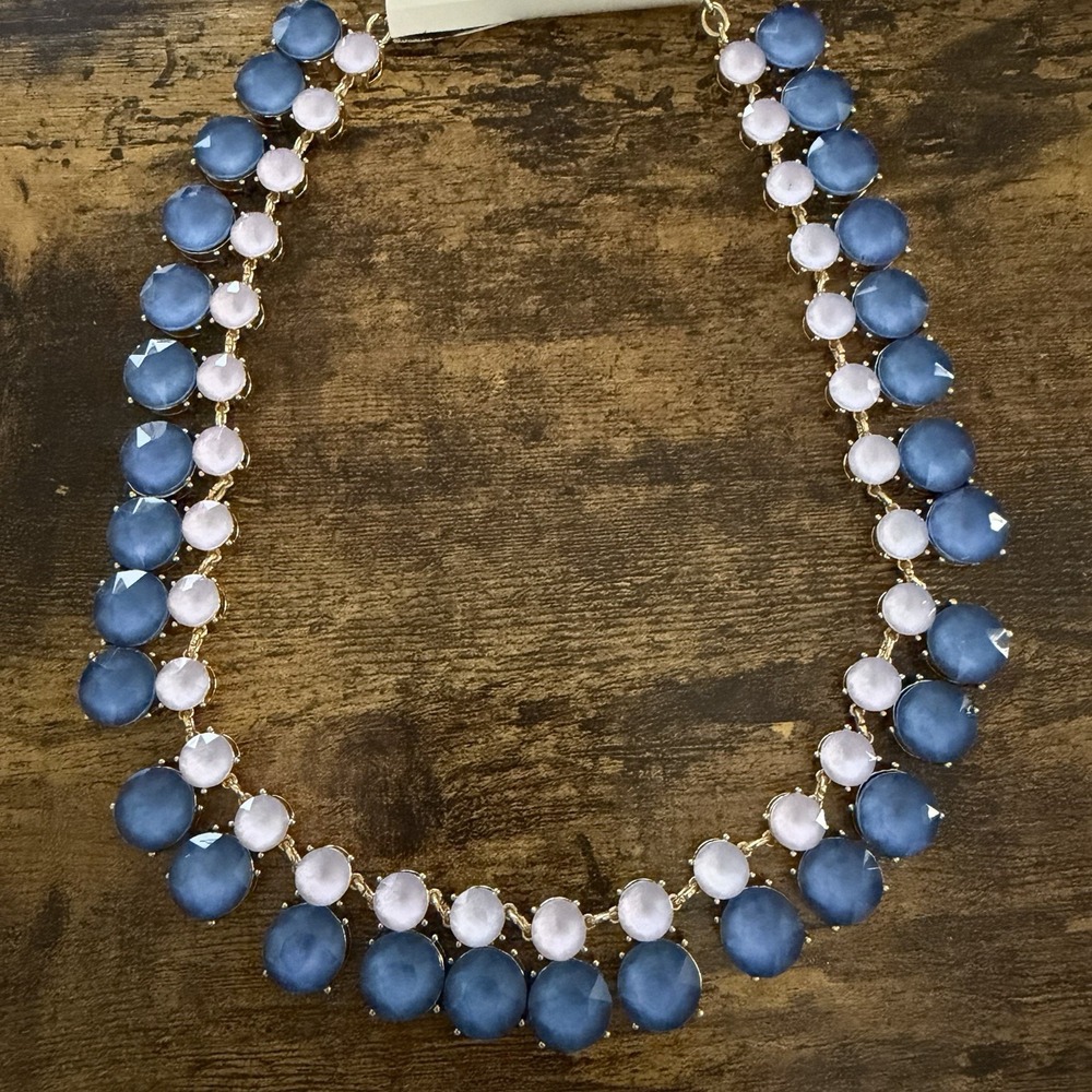 CLASSY ON 34th Two Tone Blue Stone Necklace/Bib 16"-18" NWT Ret $59.50 - Picture 4 of 6